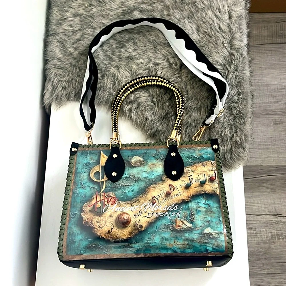*SOLD* CHiP Bags modern style journey mountains ancient map compass tote purse - Picture 11 of 15